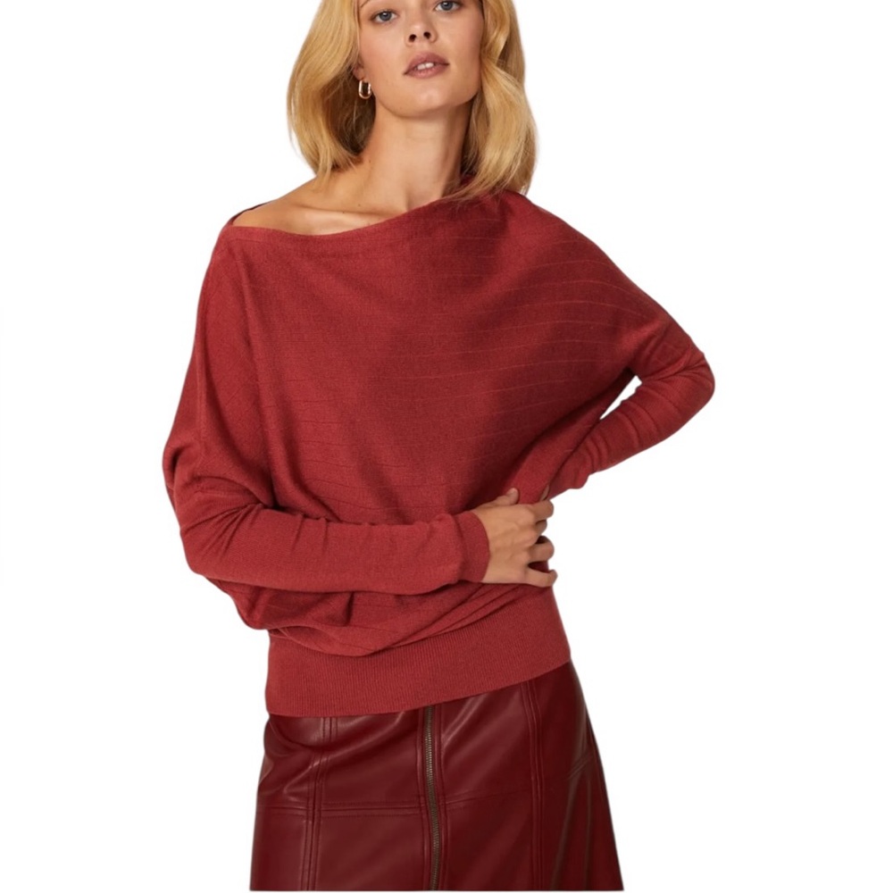 Victor Alfaro Rust Asymmetrical Sweater Wool‎ Blend Ribbed Womens Medium